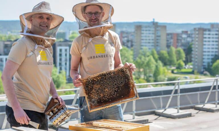Pastangos dėl klimato: Vilniuje ant prekybos centro įrengė elektrinę ir įkurdino bites