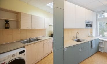 PRIEŠ ir PO: atnaujintose krizių centro erdvėse jau gyvena ukrainiečių šeimos