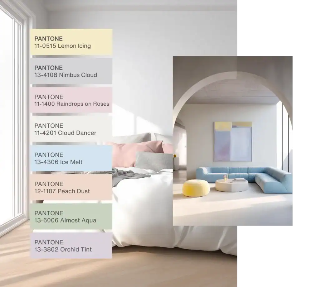2026 metų spalvų paletės: pudrinės pastelės / Pantone 