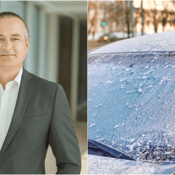 Užšalęs automobilis žiemą