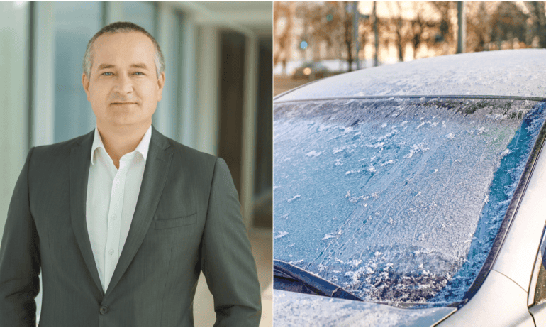 Užšalęs automobilis žiemą
